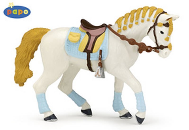 Levně Kůň jezdecký bílý - Ručně malovaná figurka