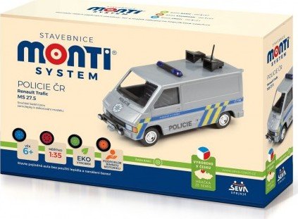 Stavebnice Monti System MS 27,5 Policie ČR Renault Trafic 1:35 v krabici 22x15x6cm