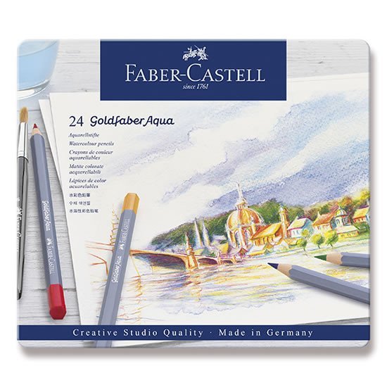 Levně Faber - Castell Pastelky Goldfaber Aqua - plechová krabička 24 ks