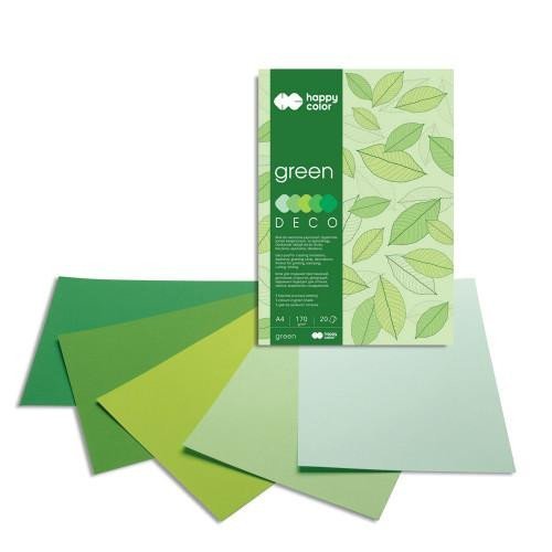 Levně Blok s barevnými papíry A4 Deco 170 g - zelené odstíny