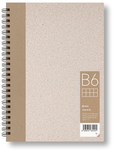 Levně Kroužkový zápisník B6, čtverec, hnědý, 50 listů