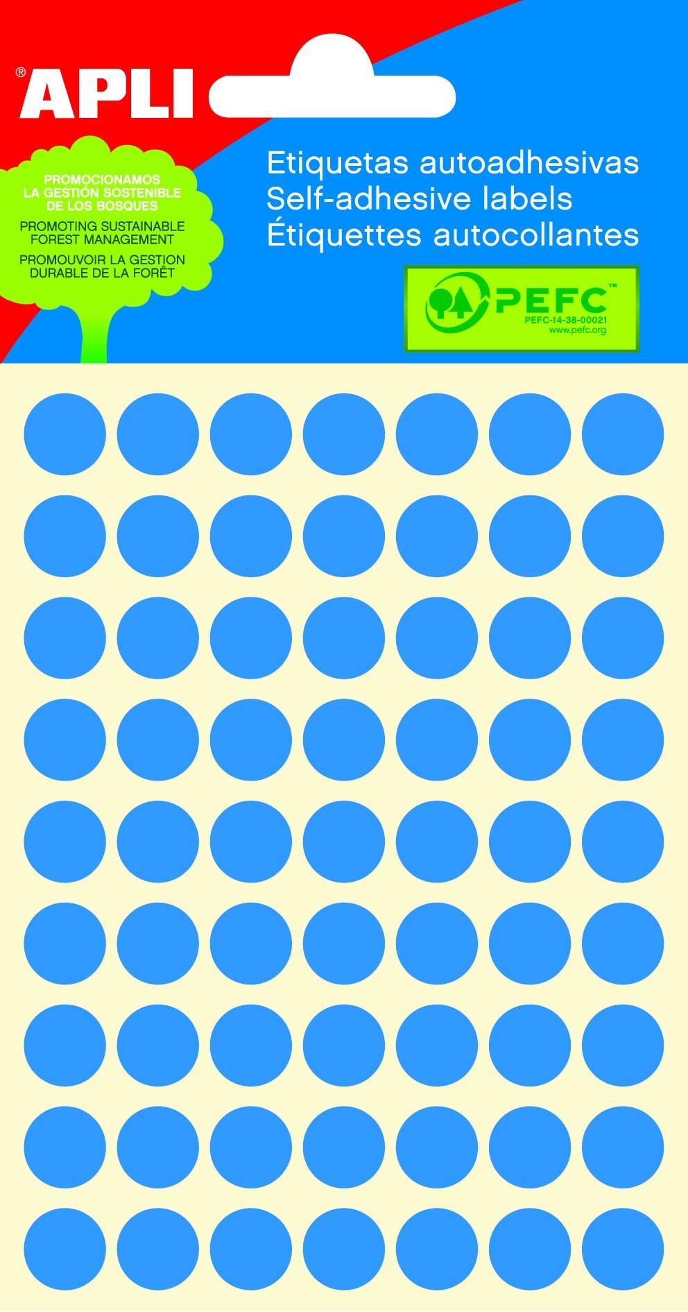 APLI samolepicí etikety, Ø 10 mm, modré - 10ks