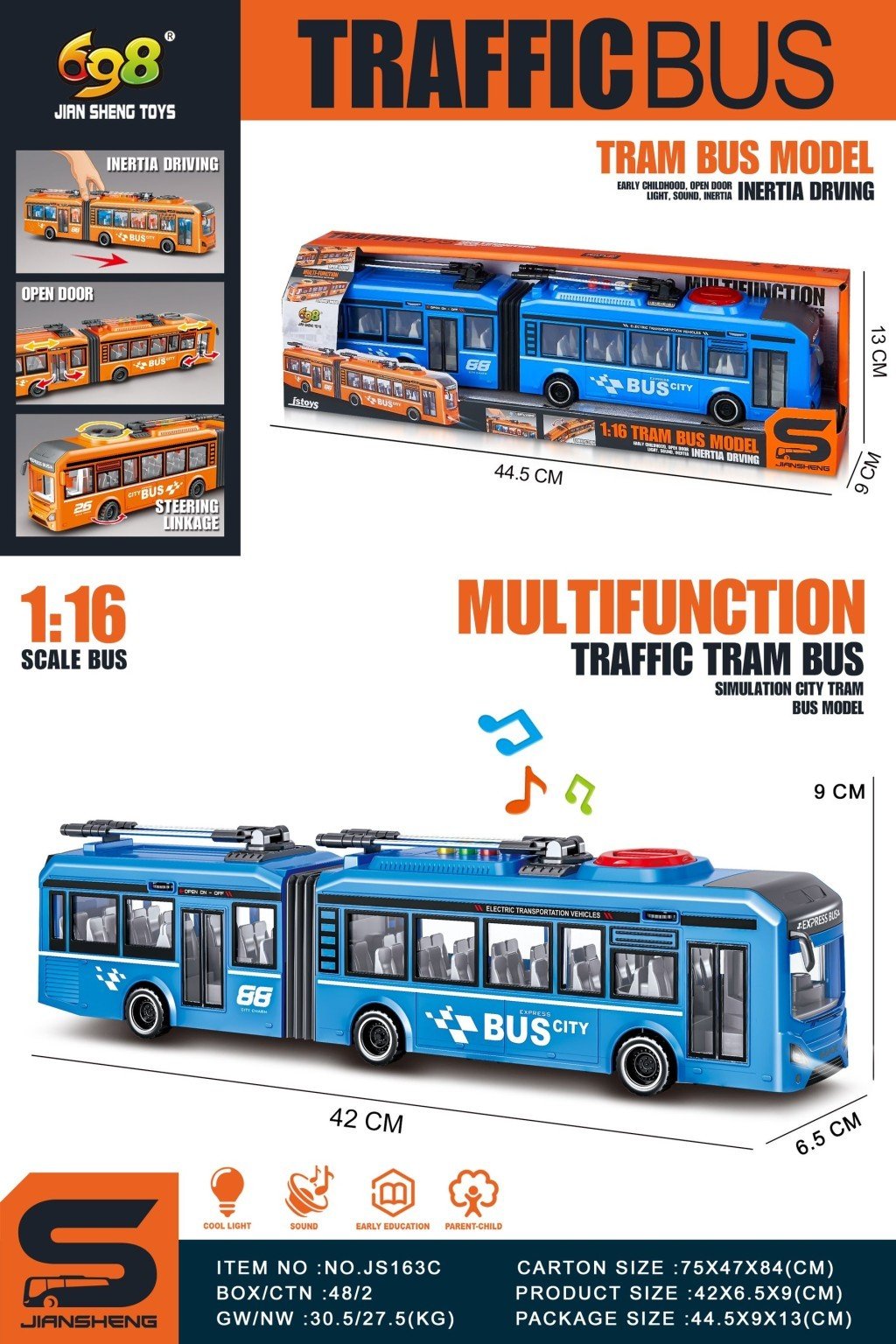 Levně Trolejbus modrý 1:16 - Alltoys