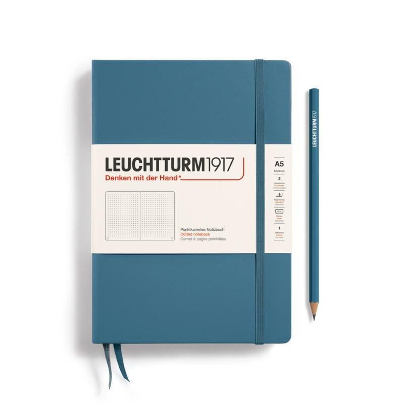 Levně Leuchtturm1917 Zápisník Stone Blue Medium A5 tečkovaný