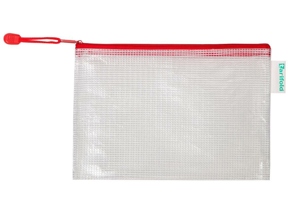Levně djois obálka se zipem, A6, PVC síťovina, červená, 8 ks