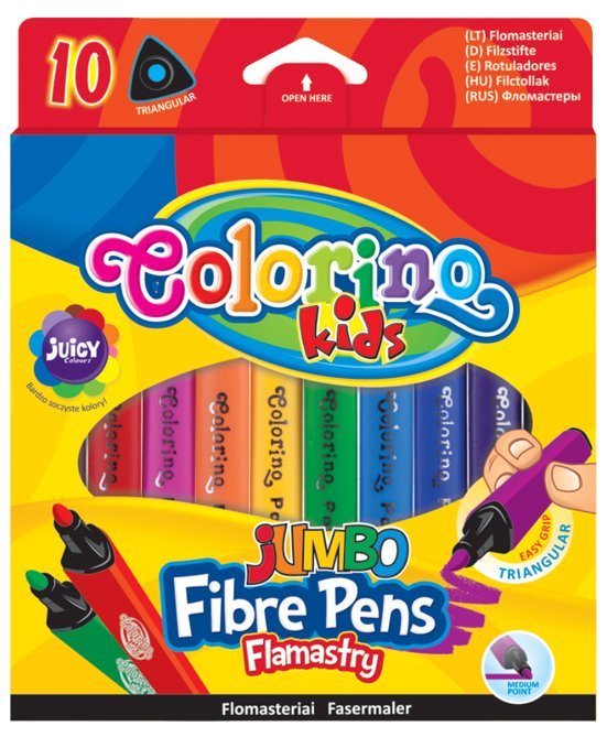 Levně Colorino fixy trojhranné JUMBO, 10 barev