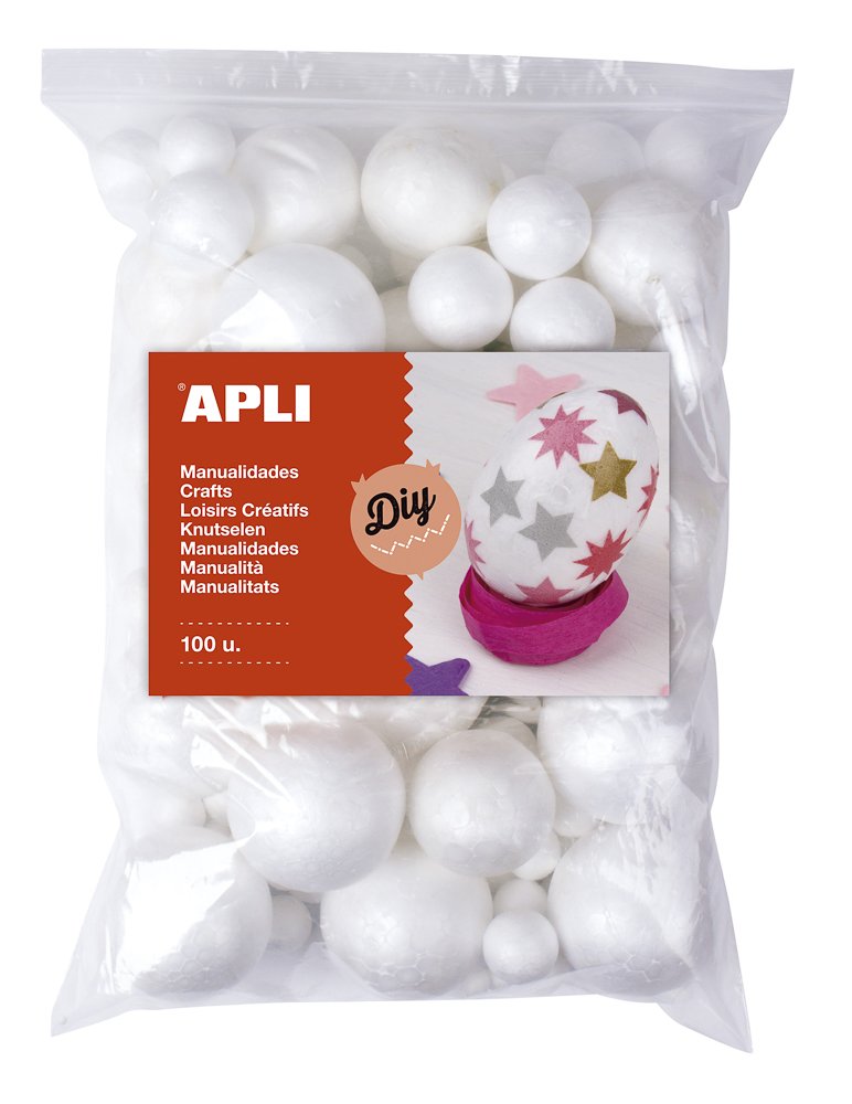 Levně APLI polystyrenové koule, Jumbo pack, mix velikostí, bílé