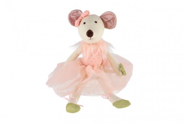 Levně Myš/Myška baletka sedící látka 20cm růžová v sáčku 0+