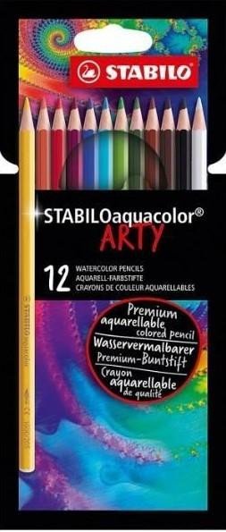 Levně Pastelky STABILO aquacolor, sada 12 ks v kartonovém pouzdru&quot;ARTY&quot;