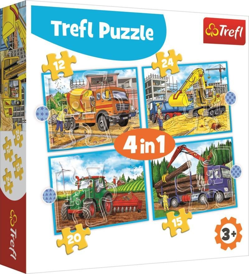 Product detail of Trefl Puzzle Pracovní stroje 4v1 (12,15,20,24 dílků)