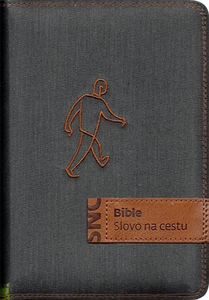 Bible Slovo na cestu s poznámkami (šedočerné džínové plátno)