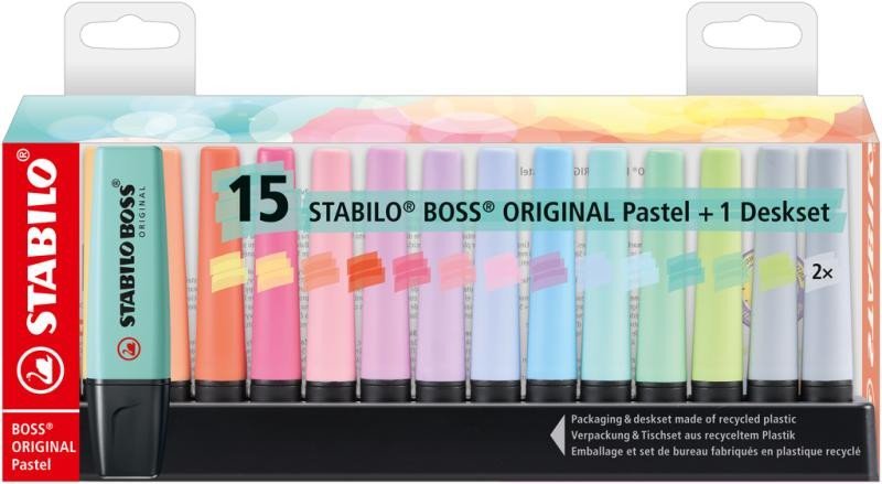 Zvýrazňovač STABILO BOSS ORIGINAL Pastel 15 ks