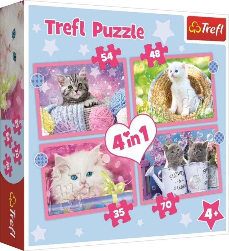 Levně Trefl Puzzle Veselé kočičky 4v1 (35,48,54,70 dílků)