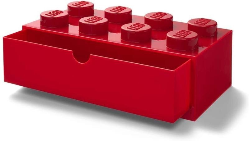 Levně Úložný box LEGO stolní 8 se zásuvkou - červený