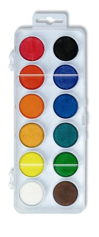 Levně Koh-i-noor vodové barvy/vodovky obdélník bílý 12 barev o průměru 30 mm