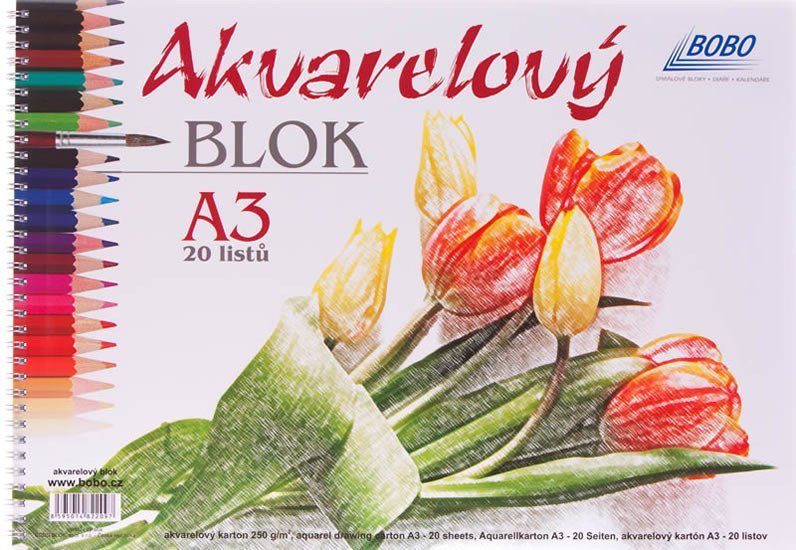 Levně Akvarelový blok A3, čistý, 20 listů