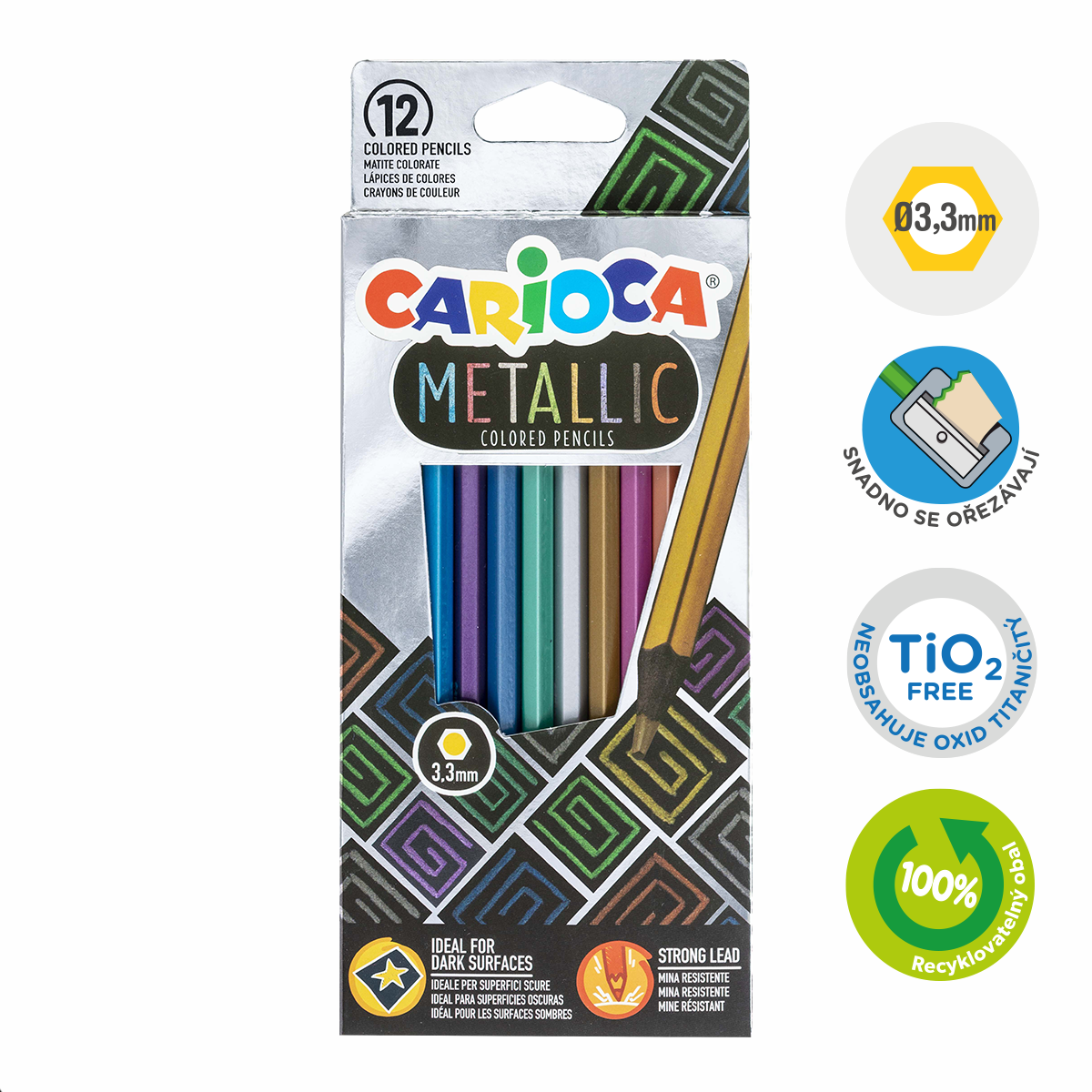Product detail of Carioca pastleky šestihanné Metallic, 12 ks
