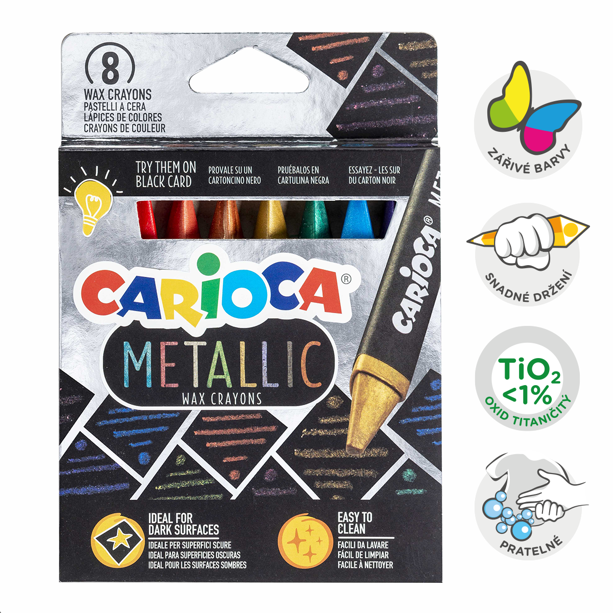 Levně Carioca voskovky trojhranné Metallic, 8 ks