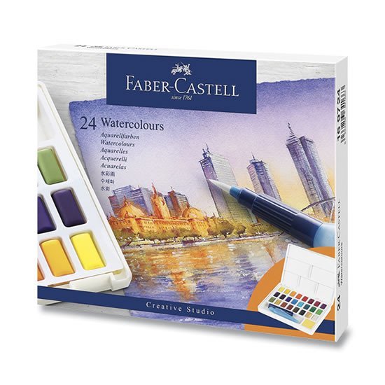 Levně Faber - Castell Vodové barvy s paletou 24 ks