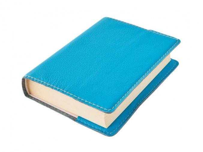 Levně Kožený obal na knihu KLASIK XL 25,5 x 39,8 cm - kůže modrá