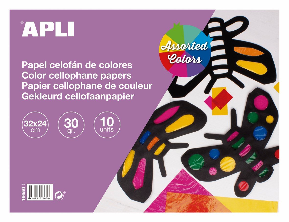 Levně APLI fólie celofánová, 32 x 24 cm, blok 10 listů, mix barev