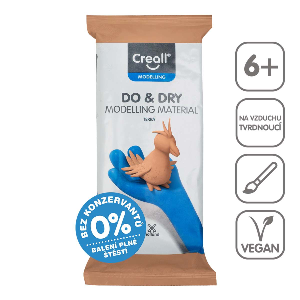 Levně Creall samotvrdnoucí modelovací hmota DO&amp;DRY hypoalergenní, 1000 g, terakota