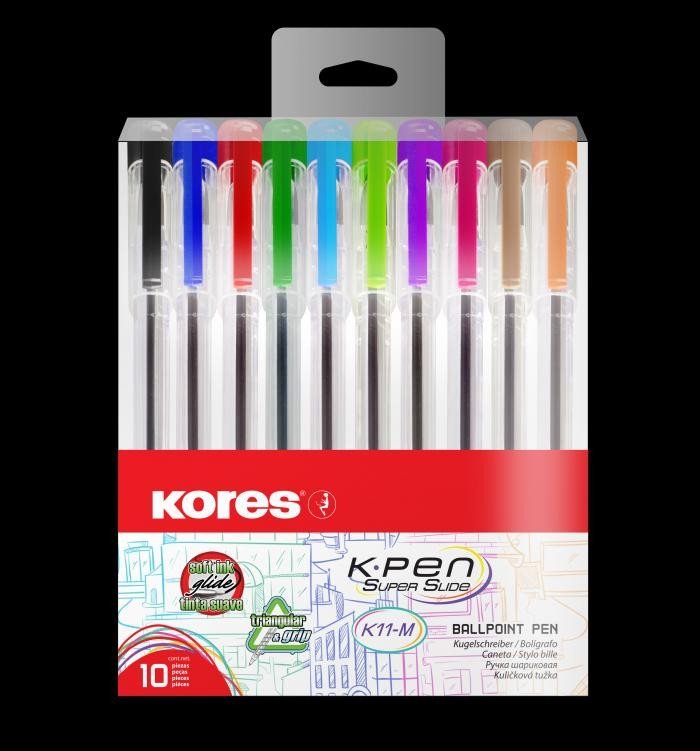 Levně Kores Pen K11 kuličkové pero sada 10 barev