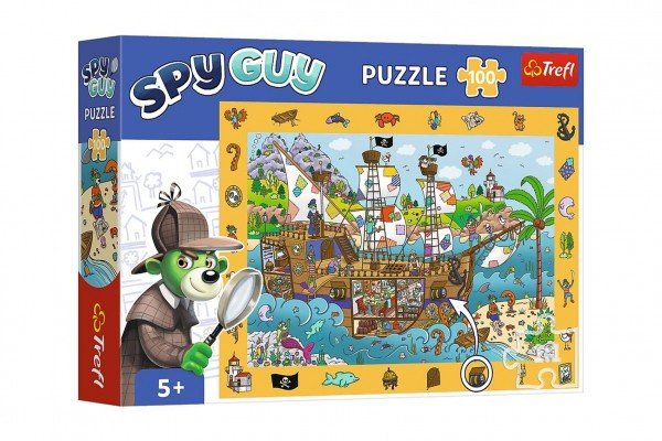 Levně Puzzle Spy Guy - Pirátská loď 18,9x13,4cm 100 dílků v krabici 33x23x6cm