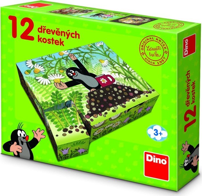Levně Krtek a přátelé - Dřevěné kostky 12 ks - Dino