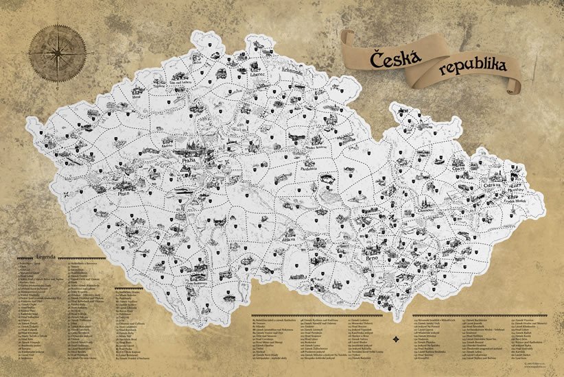 Levně Stírací mapa Česka – stříbrná Deluxe XL