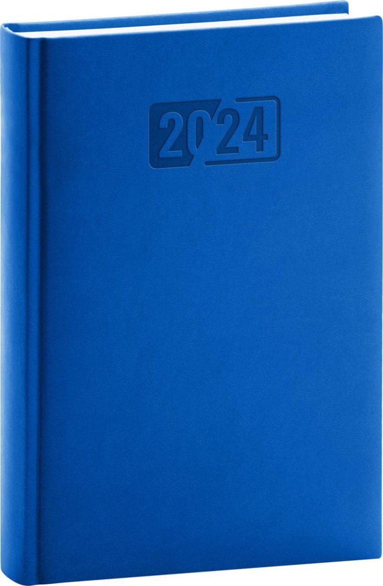 Levně Diář 2024: Aprint - modrý, denní, 15 × 21 cm