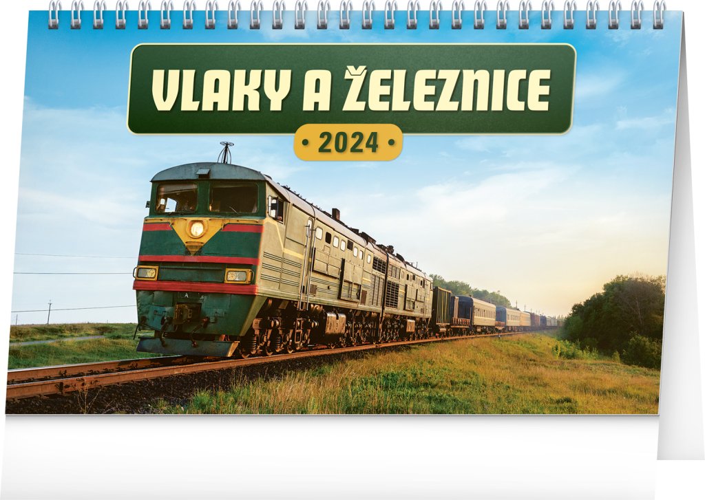 Levně Kalendář 2024 stolní: Vlaky a železnice, 23,1 × 14,5 cm