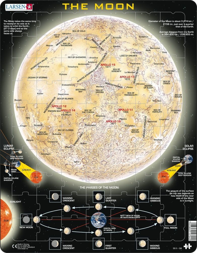 Puzzle MAXI - Měsíc - mapa/70 dílků - Visiodan Kohoutová