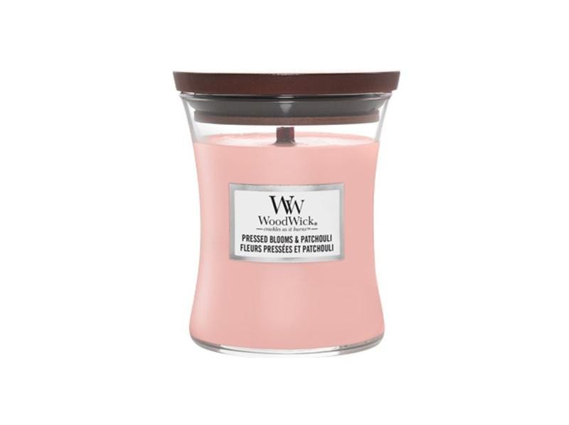 Levně WoodWick Pressed Blooms &amp; Patchouli svíčka váza 275g