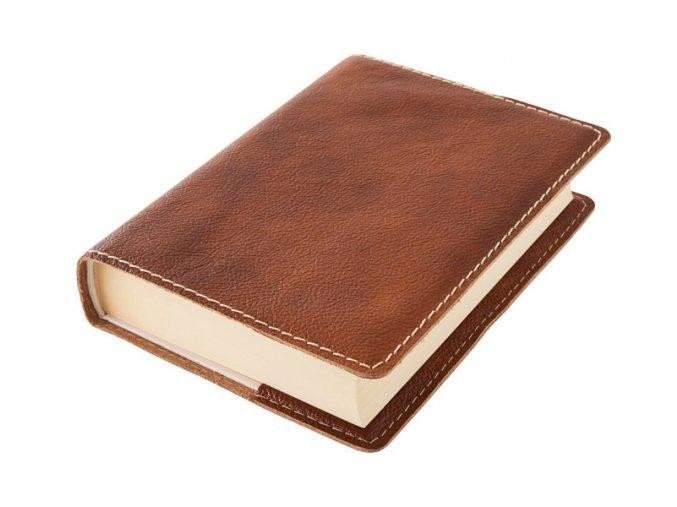 Levně Kožený obal na knihu KLASIK M 22,7 x 36,3 cm - kůže měděná