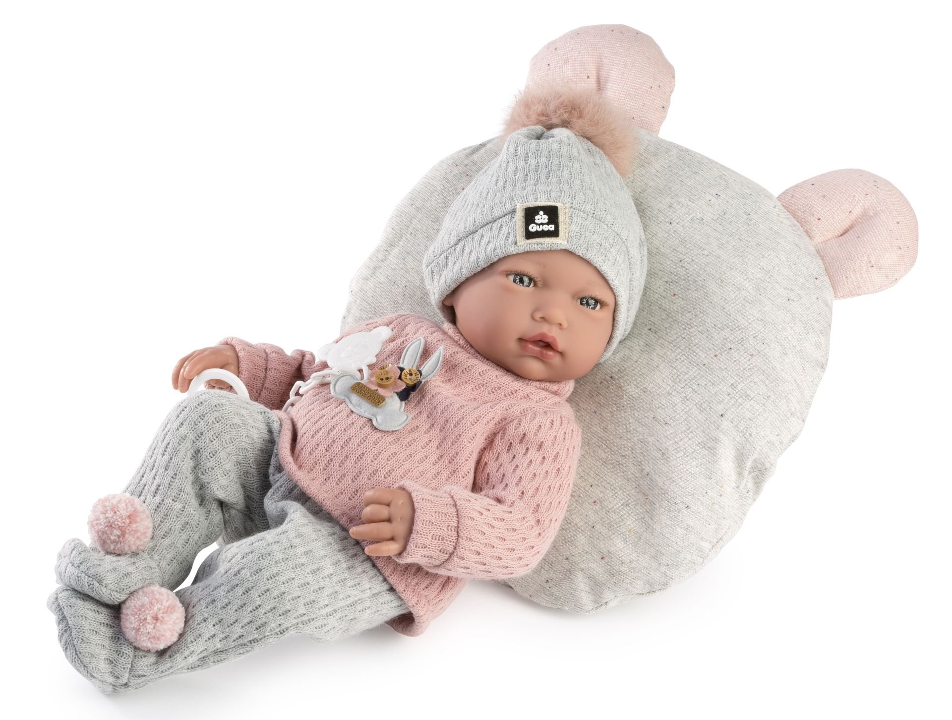 Levně Guca 957 NEUS - realistická panenka miminko se zvuky a měkkým látkovým tělem - 38 cm