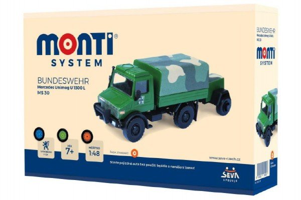 Levně Stavebnice Monti System MS 30 Bundeswehr Mercedes Unimog 1:48 v krabici 22x15x6cm