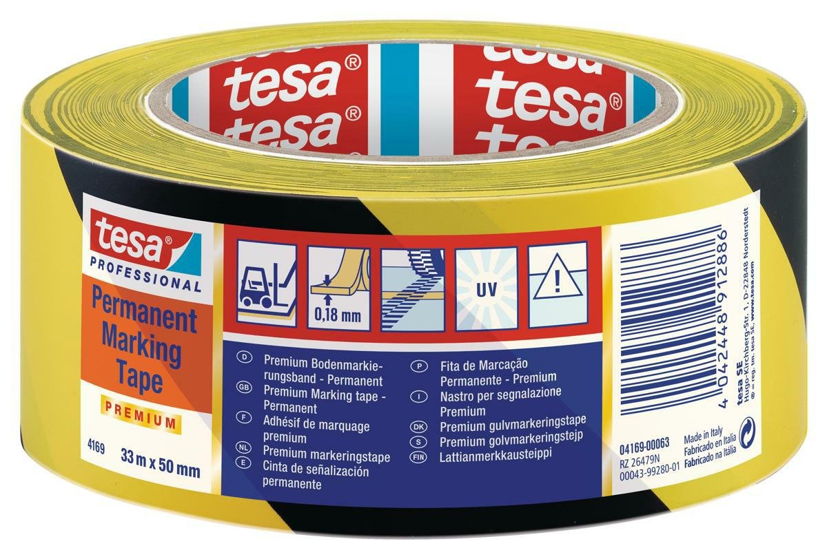 tesa tesaflex - značkovací páska, 33 m x 50 mm, PVC, žlutá/černá
