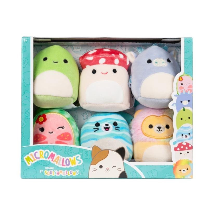 Levně Squishmallows Micromallows 6-Pack Lev, Dinosaur, Kvajáva, Hříbek, Drak, Tuleň 6 cm