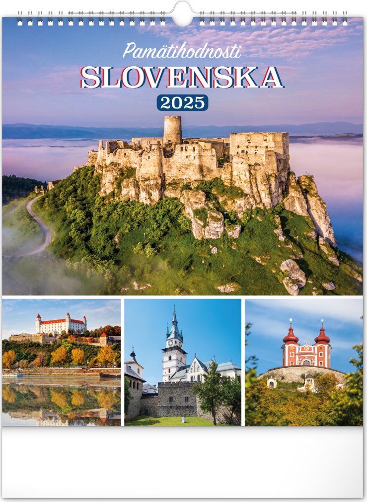 Levně NOTIQUE Nástenný kalendár Pamätihodnosti Slovenska 2025, 30 x 34 cm