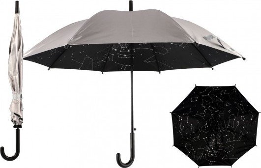 Levně Deštník hvězdná obloha vystřelovací 70cm kov/plast stříbrný v sáčku