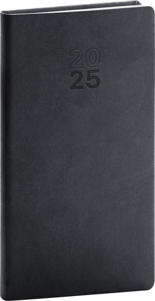 Levně Kapesní diář Aprint 2025, černý, 9 × 15,5 cm
