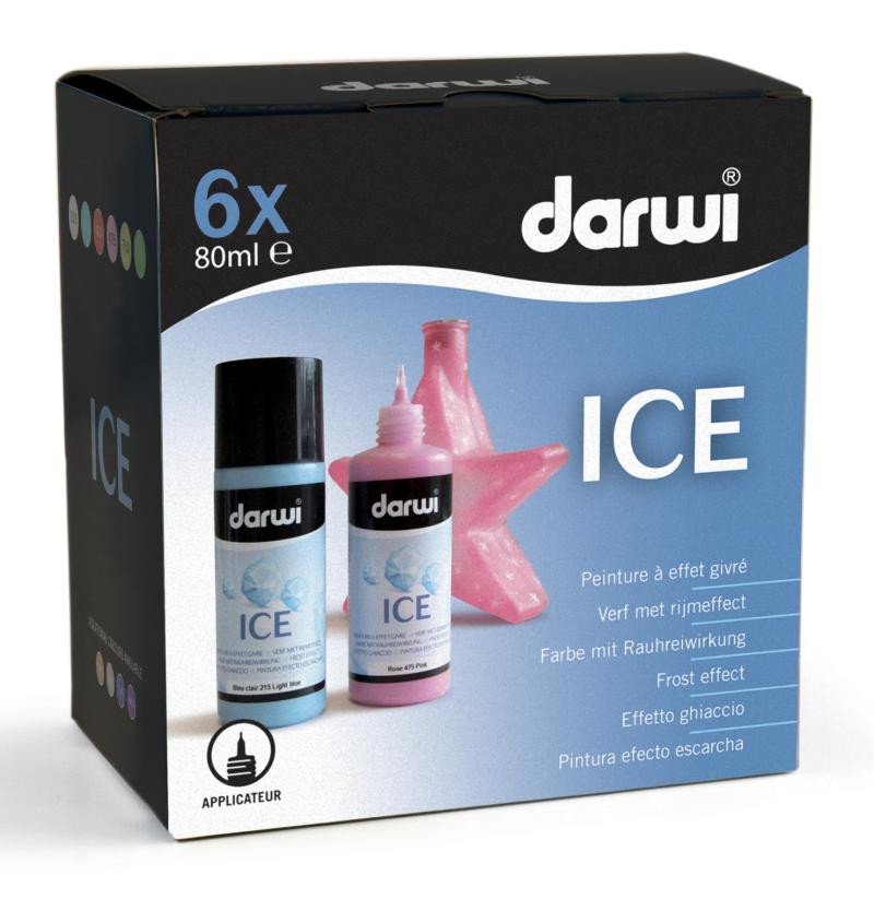 DARWI ICE satinovací barvy na sklo 80ml sada 6ks
