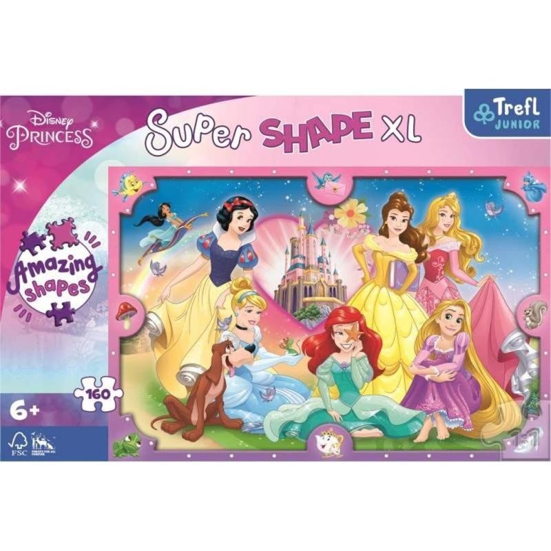 Levně Trefl Puzzle Super Shape XL Disney princezny: Růžový svět 160 dílků