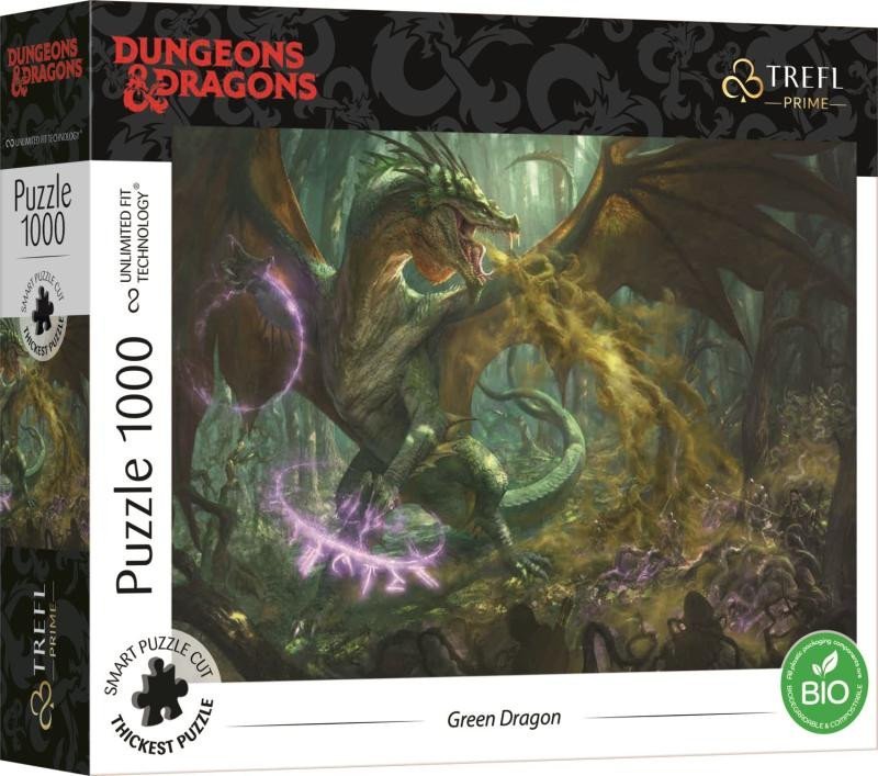 Levně Trefl Puzzle UFT Dungeons&amp;Dragons: Zelený drak 1000 dílků