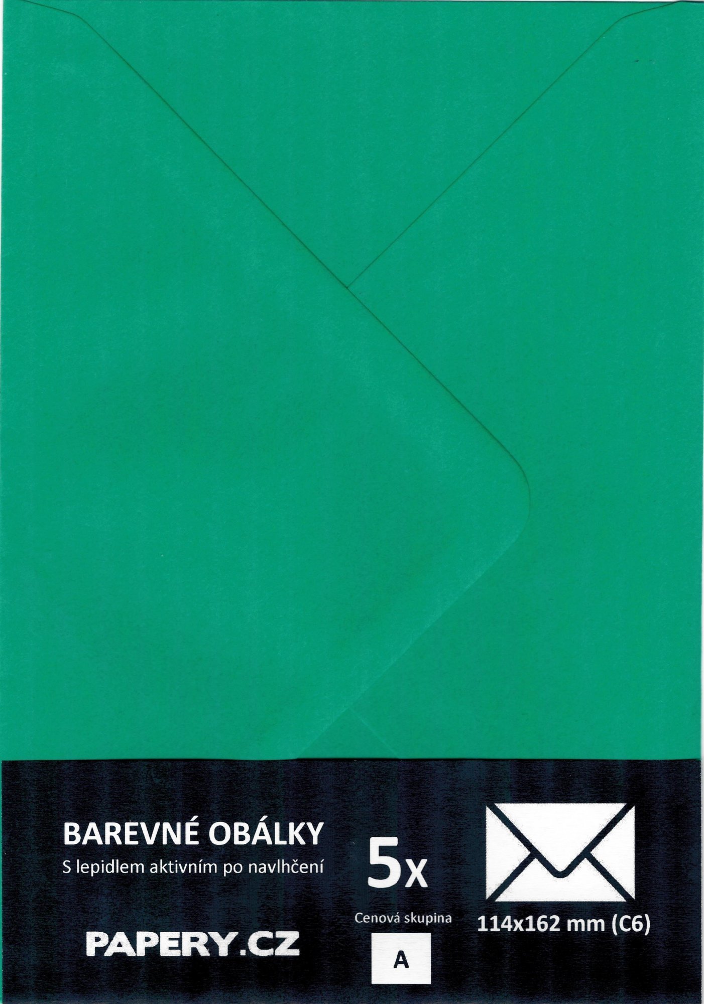 Levně barevná obálka 114X162 mm ZELENÁ VÁNOČNÍ, 5 kusů,110 gm2, olizová