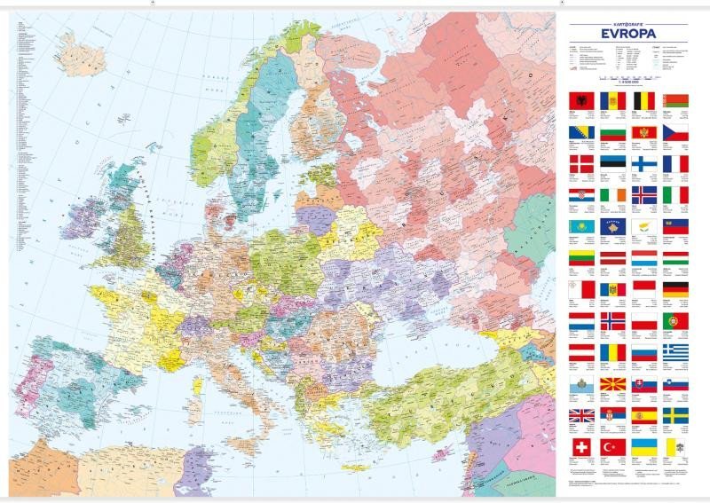 Levně Evropa – nástěnná administrativní mapa, 4. vydání