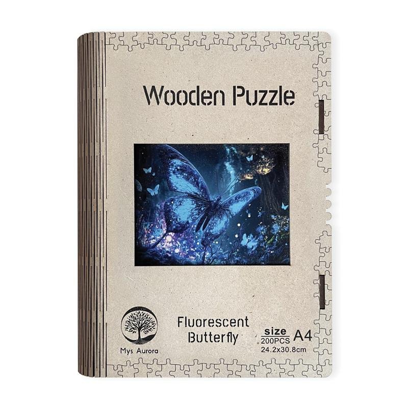 Levně Dřevěné puzzle/Fluorescentní motýl A4 - EPEE
