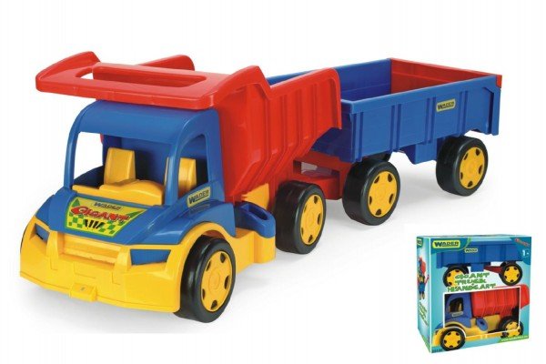 Levně Auto Gigant Truck sklápěč + dětská vlečka plast 55cm v krabici Wader