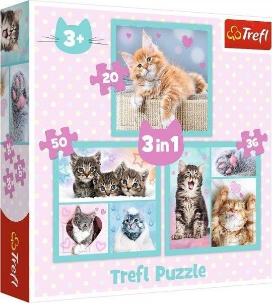 Levně Trefl Puzzle Sladká koťátka/3v1 (20,36,50 dílků)